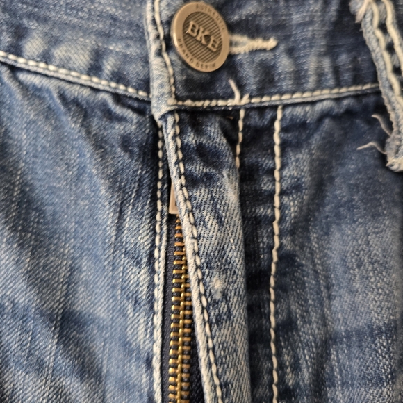BKE DENIM SETH Distressed Denim Jeans Medium Wash Detailed Back Pockets Size 36R - Picture 13 of 17